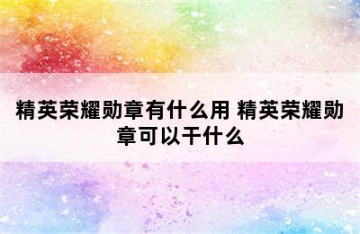 精英荣耀勋章有什么用 精英荣耀勋章可以干什么